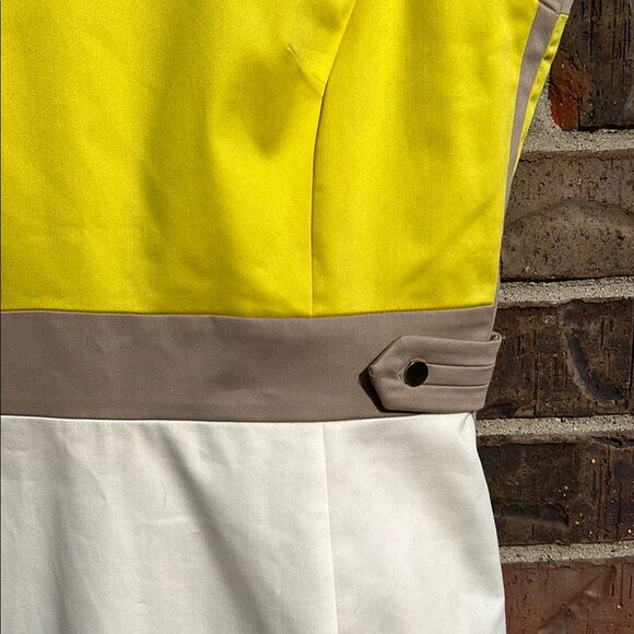 Tahari Arthur S Levine Colorblock Sleeveless Summer Dress Yellow and White 10 - Picture 4 of 16